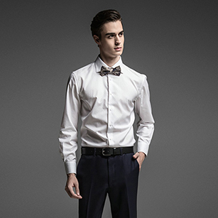 白色網格高端長絨棉襯衫