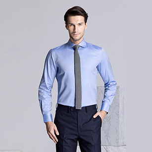 藍色素色精選天山棉襯衫