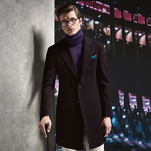 酒紅色單排兩粒扣經典羊毛大衣