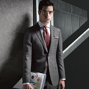 高端灰格紋輕奢經典商務套裝