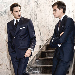 藏青色素色雙排扣奢華商務套裝