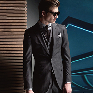 高級灰豎條紋輕奢時尚商務套裝