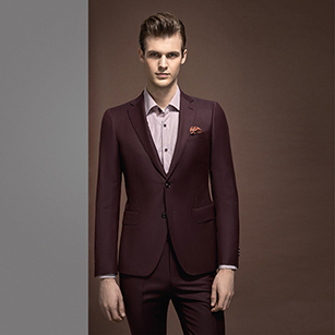 酒紅色素色優雅套裝